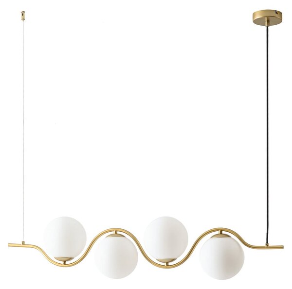 Lampa Wisząca Lucande, Isandro, ściemnialny, złoty | mosiężny, jadalnia, szkło, design