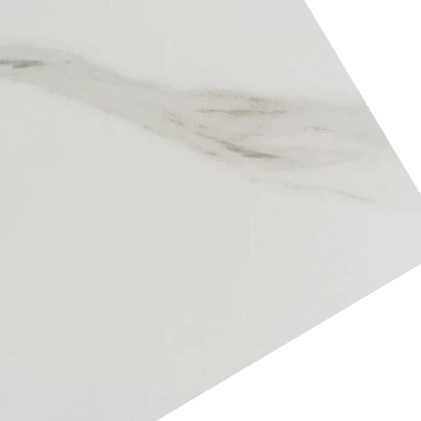 Stół Rozkładany Prostokątny VICTOR 160-240 cm Ceramiczny Biały Marmur/Czarny do Jadalni Loft