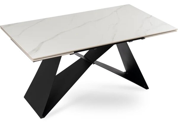 Stół Rozkładany Prostokątny VICTOR 160-240 cm Ceramiczny Biały Marmur/Czarny do Jadalni Loft