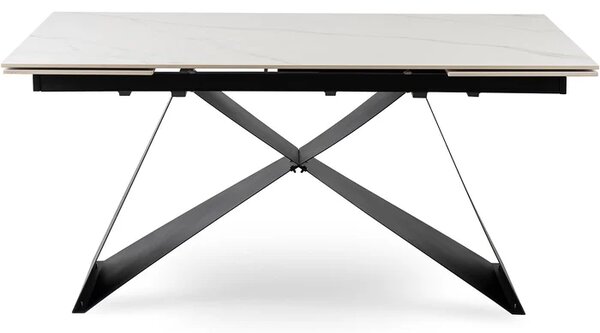 Stół Rozkładany Prostokątny VICTOR 160-240 cm Ceramiczny Biały Marmur/Czarny do Jadalni Loft