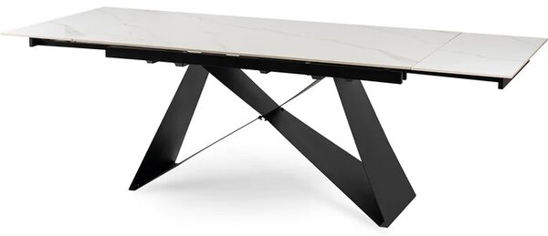 Stół Rozkładany Prostokątny VICTOR 160-240 cm Ceramiczny Biały Marmur/Czarny do Jadalni Loft