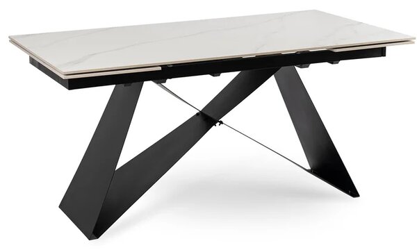 Stół Rozkładany Prostokątny VICTOR 160-240 cm Ceramiczny Biały Marmur/Czarny do Jadalni Loft