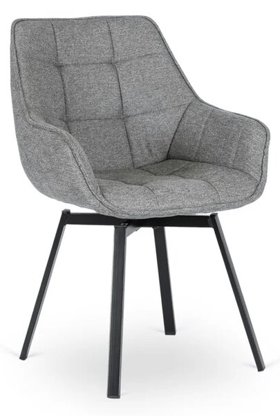Zestaw 6x Krzesło Tapicerowane Obrotowe do Salonu LUNA 2 Szare Nowoczesne Loft