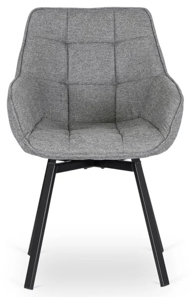Zestaw 6x Krzesło Tapicerowane Obrotowe do Salonu LUNA 2 Szare Nowoczesne Loft