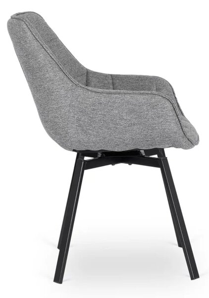 Zestaw 6x Krzesło Tapicerowane Obrotowe do Salonu LUNA 2 Szare Nowoczesne Loft