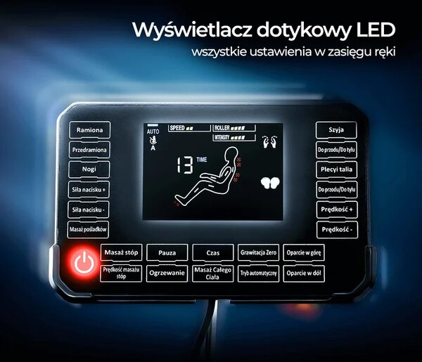 Fotel Masujący VX MAX Wypoczynkowy Relaksacyjny Czarny Ekoskóra Loft