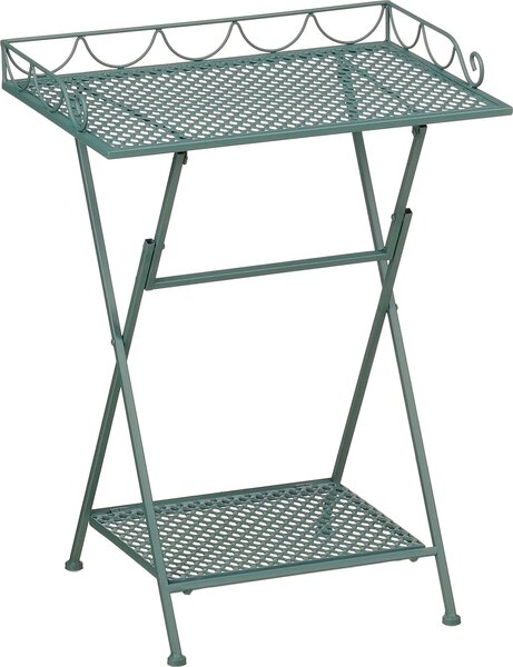 Mica Decorations Marseille Stolik balkonowy – póka na roliny – 50 x 38 x 68 cm – stolik pomocniczy – elazo odporne na warunki atmosferyczne – meble balkonowe – zielony