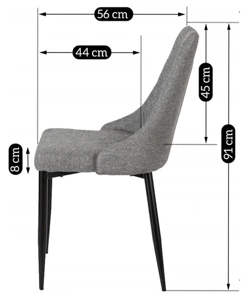 Zestaw 4x Krzesło Tapicerowane do Salonu CORK 2 Szare Nowoczesne Loft