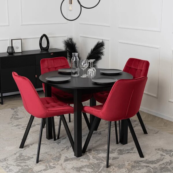 Krzesło Tapicerowane do Salonu RICK Bordowe Welurowe Loft