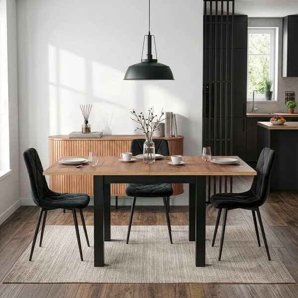 Stół Kwadratowy Rozkładany MAX 80-160 cm Dąb Craft/Czarny Loft