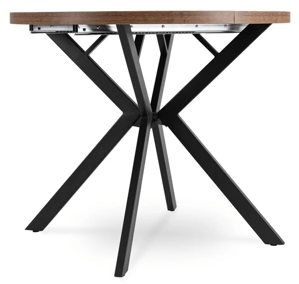 Stół Okrągły Rozkładany LUGO 90-190 cm Dąb Rustykalny/Czarny Loft
