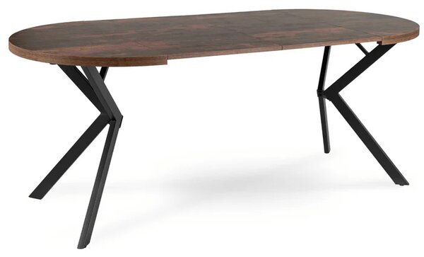 Stół Okrągły Rozkładany LUGO 90-190 cm Dąb Rustykalny/Czarny Loft