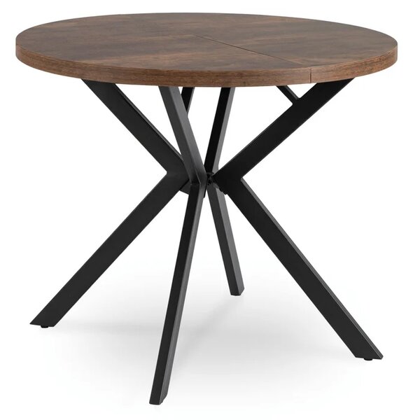 Stół Okrągły Rozkładany LUGO 90-190 cm Dąb Rustykalny/Czarny Loft