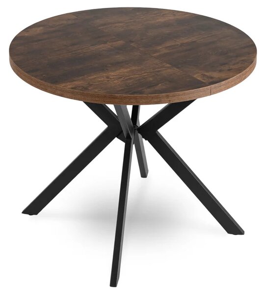 Stół Okrągły Rozkładany LUGO 90-190 cm Dąb Rustykalny/Czarny Loft