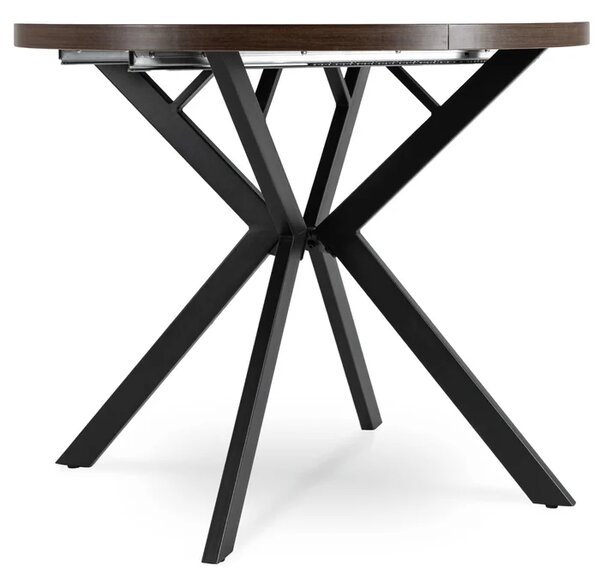 Stół Okrągły Rozkładany LUGO 90-190 cm Orzech/Czarny Loft
