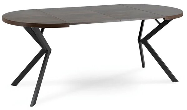 Stół Okrągły Rozkładany LUGO 90-190 cm Orzech/Czarny Loft