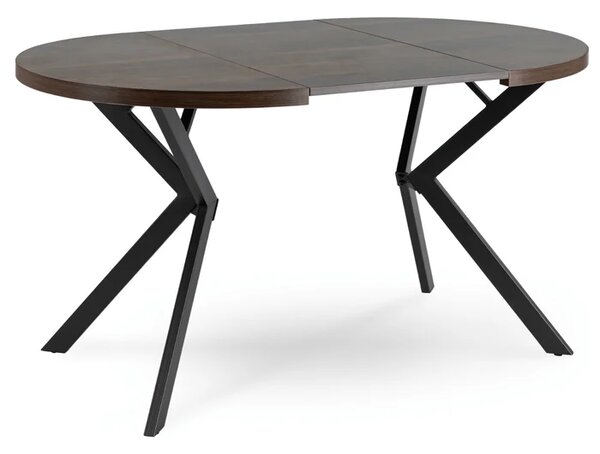 Stół Okrągły Rozkładany LUGO 90-190 cm Orzech/Czarny Loft