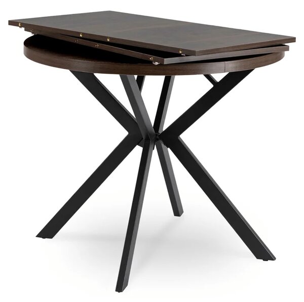 Stół Okrągły Rozkładany LUGO 90-190 cm Orzech/Czarny Loft