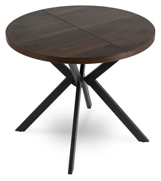 Stół Okrągły Rozkładany LUGO 90-190 cm Orzech/Czarny Loft