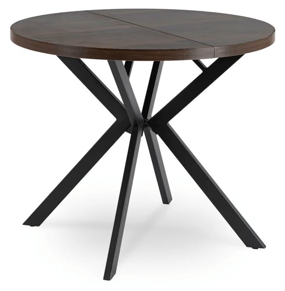 Stół Okrągły Rozkładany LUGO 90-190 cm Orzech/Czarny Loft
