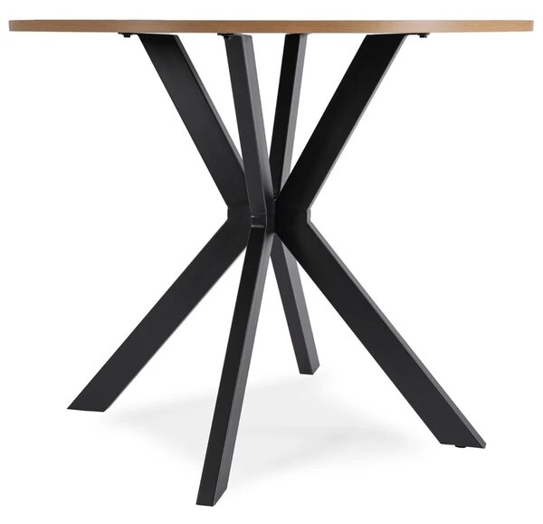 Stół Okrągły LAUREN 80 cm Dąb Złoty/Czarny Loft