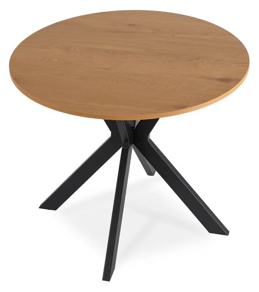 Stół Okrągły LAUREN 80 cm Dąb Złoty/Czarny Loft