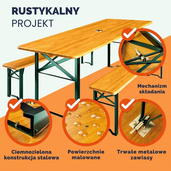 Zestaw piwny KLASIK, 170cm, naturalny brąz Casaria