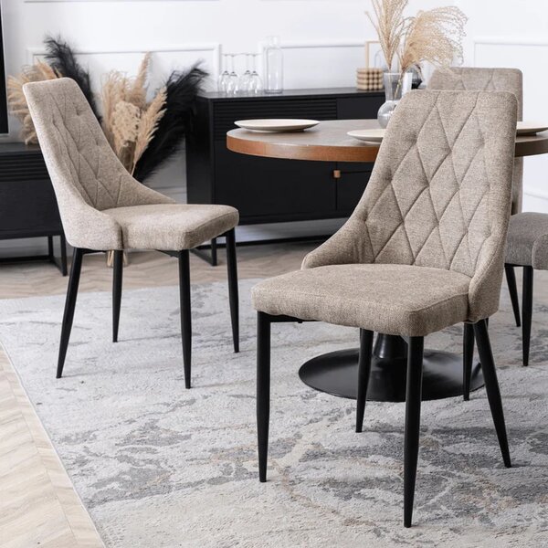 Zestaw 4x Krzesło Tapicerowane do Salonu CORK 2 Beżowe Nowoczesne Loft