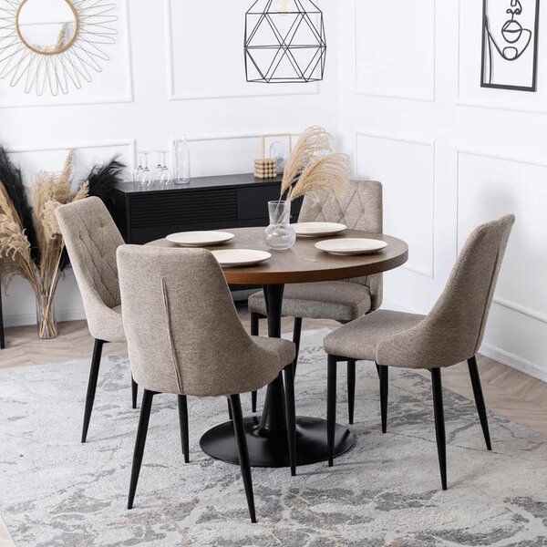 Zestaw 4x Krzesło Tapicerowane do Salonu CORK 2 Beżowe Nowoczesne Loft