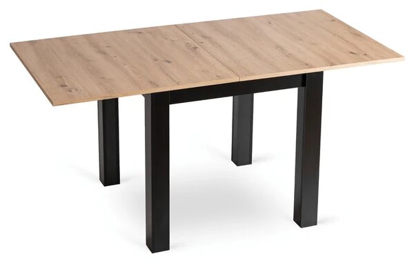 Zestaw Stół Kwadratowy Rozkładany MAX 80-160 cm Dąb Craft/Czarny i 6 Krzeseł Tapicerowanych CHRIS Czarnych Nowoczesnych