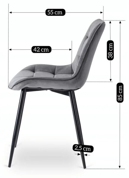 Zestaw Stół Okrągły Rozkładany HARRY 102-142 cm Dąb Craft/Czarny i 6 Krzeseł Tapicerowanych CHRIS Szarych Nowoczesnych