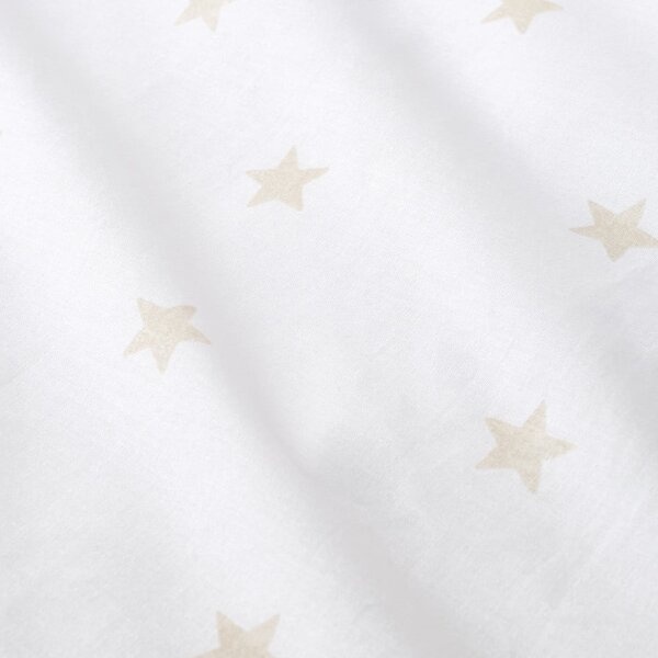 Biało-beżowe bawełniane prześcieradło dziecięce jednoosobowe z gumką 90x190 cm Mini Star & Stripes – Bianca