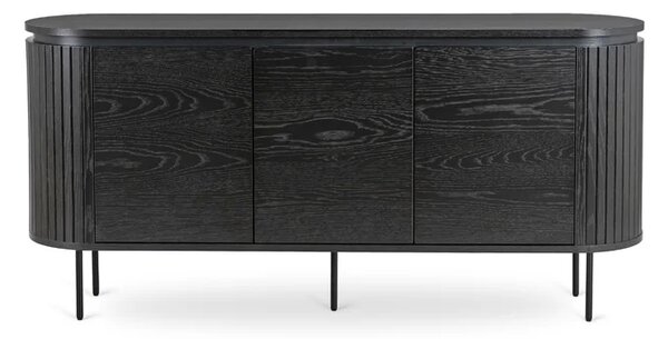 Komoda do Salonu BECK 160 cm Czarna Trzydrzwiowa Ryflowana Nowoczesna