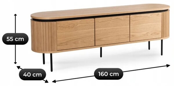 Szafka RTV do Salonu Trzydrzwiowa BECK 160 cm Dąb Skandynawska