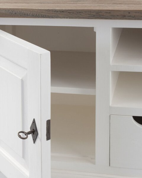 Szafka RTV Brighton 150x40x65cm white&natural