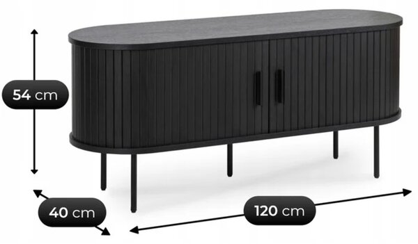 Szafka RTV do Salonu Dwudrzwiowa TRISH 120 cm Czarna Nowoczesna