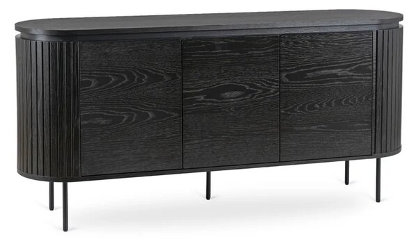 Komoda do Salonu BECK 160 cm Czarna Trzydrzwiowa Ryflowana Nowoczesna