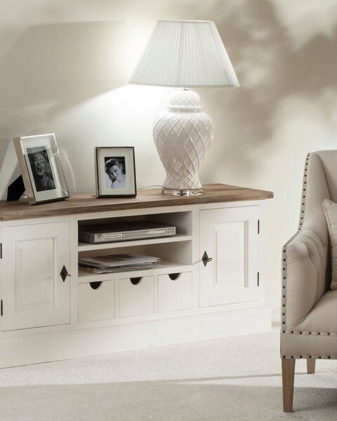 Szafka RTV Brighton 150x40x65cm white&natural