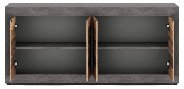 Komoda Czterodrzwiowa BLAGO 180 cm Surowy Dąb/Czarny Loft