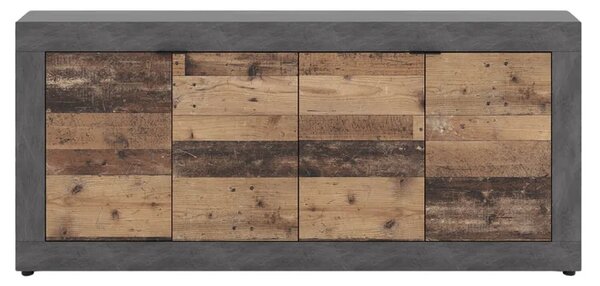Komoda Czterodrzwiowa BLAGO 180 cm Ciemny Dąb/Czarny Loft