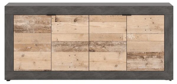Komoda Czterodrzwiowa BLAGO 180 cm Surowy Dąb/Czarny Loft