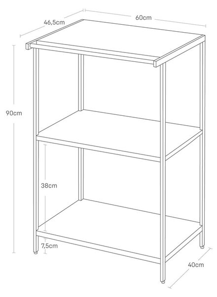 Stalowy regał w kolorze matowej czerni 60x90x46,5 cm Tower – YAMAZAKI