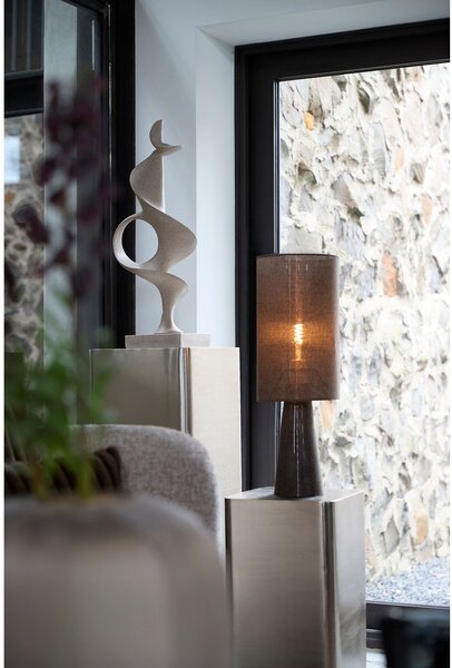 Brązowa lampa stołowa z tekstylnym kloszem (wysokość 58 cm) Micky – Light & Living