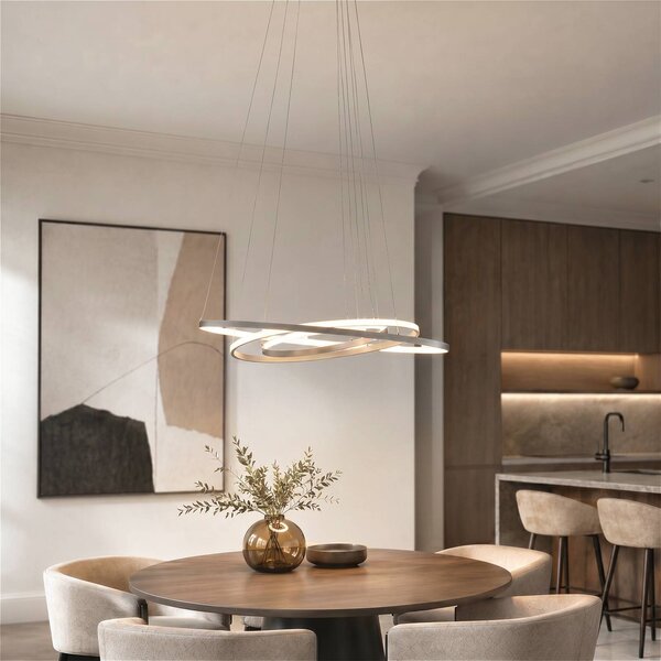 Lampa wisząca Ezana Lucande, możliwość ściemniania, aluminiowy / szary / cynkowy, salon / jadalnia, metal, nowoczesny