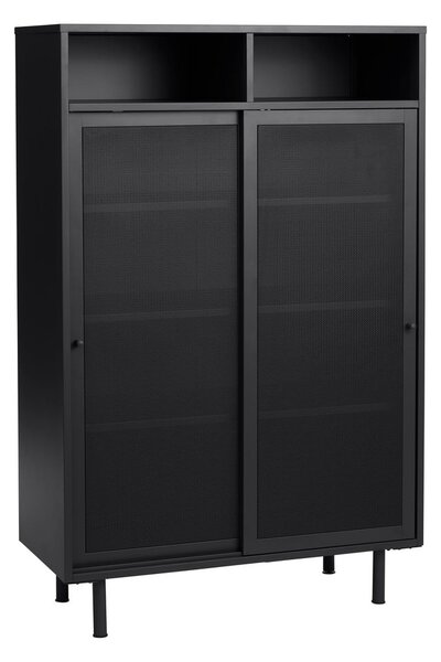 Czarna metalowa szafka z drzwiami przesuwnymi 90x140x40 cm Veep – Unique Furniture