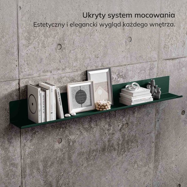 Półka wisząca metalowa butelkowa zieleń, 1200 mm: JOANNE Modern