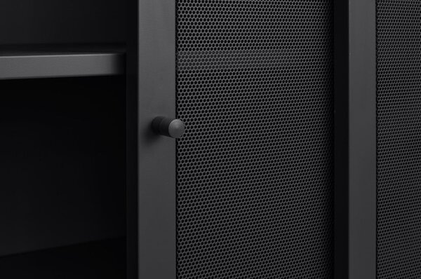 Czarna metalowa szafka z drzwiami przesuwnymi 90x140x40 cm Veep – Unique Furniture