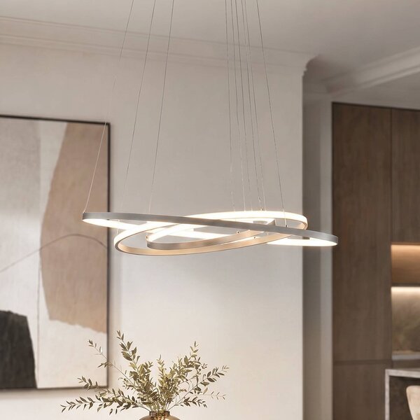Lampa wisząca Ezana Lucande, możliwość ściemniania, aluminiowy / szary / cynkowy, salon / jadalnia, metal, nowoczesny