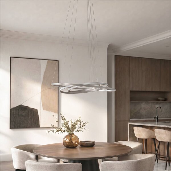 Lampa wisząca Ezana Lucande, możliwość ściemniania, aluminiowy / szary / cynkowy, salon / jadalnia, metal, nowoczesny