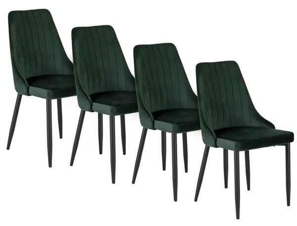 Zestaw 4x Krzesło Tapicerowane do Jadalni BARI Zielone Welurowe Loft